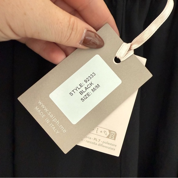 Saiph black linen maxi dress with ruffle straps - Medium NWT - Picture 4 of 8